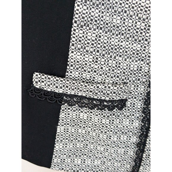 Karl Lagerfeld Women Tweed Blazer Black Panel Slimming Long Sleeve Jacket Sz 14 - Picture 5 of 9
